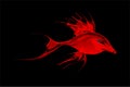 Abstract red shaded fish with black Background. Vector Illustration Royalty Free Stock Photo