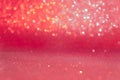 Abstract red sparkling bokeh background. Top horizontal view Royalty Free Stock Photo