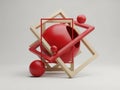Abstract red spheres within intersecting geometric frames Royalty Free Stock Photo
