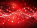 abstract red tech background with digital waves
