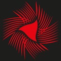 Abstract red vortex. Dynamic swirling shape. Vector modern illusion. Futuristic geometric motion.