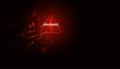 Abstract red warning symbol on circle background for warning disaster or cyber defense threat global warming crisis or war