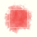 Abstract red water color brush with rectangle geometric frame gold color, beauty and fashion background concept