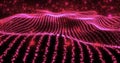 Abstract red wave lines from particles and energy magical dots with glow Royalty Free Stock Photo