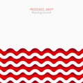 Abstract Red Waves Background For Design. Vector Marine Wallpaper Concept, Wave Pattern Texture. Square Banner With Copy Space