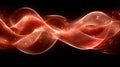 Abstract Red Waves Glowing With Golden Particles