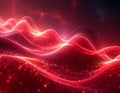 Abstract Red Waves of Light and Particles with Glowing Effects image photo Royalty Free Stock Photo