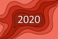 Abstract red wavy paper cut 2020 background