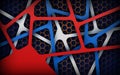 abstract red white blue navy gradient overlap layers with hexagon texture background.