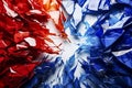 Abstract of Red, White and Blue Paint , Splashing Against Each Other, on a White Background Royalty Free Stock Photo