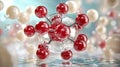 Abstract Red and White Molecular Structure in Water Royalty Free Stock Photo
