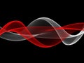 Abstract red and white neon color waves design element at black background Royalty Free Stock Photo