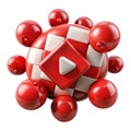 Abstract red and white sphere puzzle with youtube play button emblem Royalty Free Stock Photo