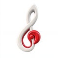 Abstract Red White Treble Clef Music Note Design Graphic 3d art form line shape curve color three