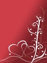 Abstract red and white valentines day card design background illustration with two hearts