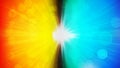 Abstract Red Yellow and Blue Defocused Lights with Rays Background Royalty Free Stock Photo