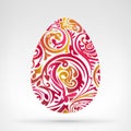 Abstract red yellow easter egg graphics designed as a floral motif