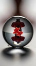 Abstract Reflection of Red Starfish and Metallic Object in Glass Orb closeup Royalty Free Stock Photo