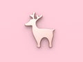 Abstract reindeer flat icon christmas holiday new year concept metallic pink glossy reflection minimal pink background 3d render Royalty Free Stock Photo