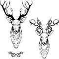 Reindeer head tattoo tribal pack set collection Royalty Free Stock Photo