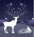 Abstract Reindeer at night Christmas background