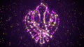 Purple Colorful Shiny Khanda Sikhism symbol Dotted Lines Silhouette With Glitter Sparkle Particles