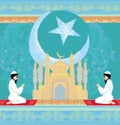 Abstract religious background - muslim men praying
