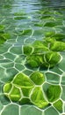 Abstract Render of Sparkling Water Surface with Distortion and Green Underwater Objects Royalty Free Stock Photo