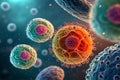 An abstract rendering of cells dividing