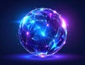 Abstract Glowing Sphere of Connected Nodes for Network Visualization Royalty Free Stock Photo