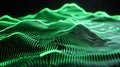 Abstract Green Neon Lines Digital Topography Map. Futuristic Sound Wave Visualization Technology Background Royalty Free Stock Photo