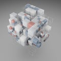 Abstract Rendering Of Surface With Random Cubes. Background with futuristic lines. Royalty Free Stock Photo