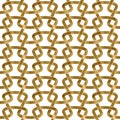 Abstract repeatable pattern background of golden twisted bands. Swatch of gold intertwined sinuous bands. Seamless pattern in