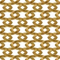 Abstract repeatable pattern background of golden twisted bands. Swatch of gold intertwined sinuous bands. Seamless pattern in