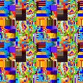 Abstract repeated seamless pattern of various bright rectangles.