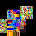 Abstract repeated seamless pattern of various bright rectangles.