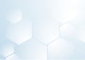 Abstract repeating hexagonal shape on blue and white background