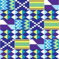 African Kente nwentoma cloth style vector seamless pattern, retro design with geometric shapes inspired by Ghana tribal fabrics or Royalty Free Stock Photo