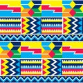 Tribal african dress style geometric seamless vector pattern, inspired by Kente nwentoma designs from Ghana in yellow, green, oran Royalty Free Stock Photo