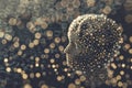 Abstract representation of ai digital face dissolving into binary code and neural patterns Royalty Free Stock Photo