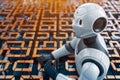 Abstract representation of ai digital face merging into binary code and neural patterns Royalty Free Stock Photo