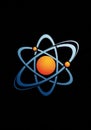 An abstract representation of an atom, featuring a central orange Royalty Free Stock Photo