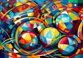 Abstract representation of ball games background.