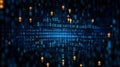 Abstract representation of binary code flowing across a digital landscape, showcasing technology and data concepts Royalty Free Stock Photo