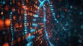 Abstract Binary Code Stream Digital Technology Background with Blue and Orange Tones Royalty Free Stock Photo