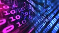 Abstract representation of binary code in vibrant colors, symbolizing digital technology Royalty Free Stock Photo