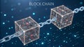 Two interconnected digital blocks representing blockchain technology in a modern abstract design Royalty Free Stock Photo