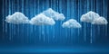 Abstract representation of cloud computing with floating clouds and binary code background Royalty Free Stock Photo