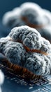 Abstract representation of cloud computing with floating digital clouds