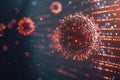 Abstract Representation of Computer Virus and Malware Eradication Process with Binary Code and Viral Structures in a Digital Royalty Free Stock Photo